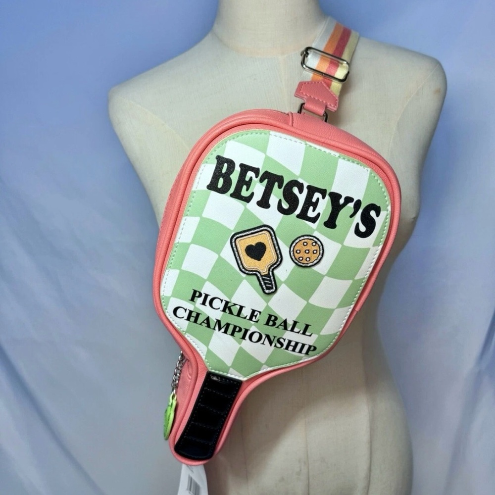 Betsey Johnson Green and Pink Pickleball Crossbody Bag